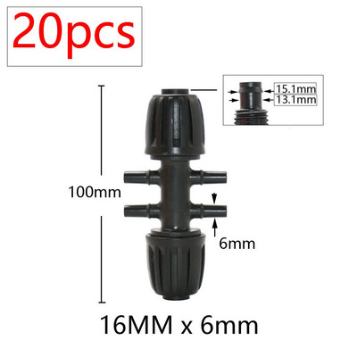 20db 16 mm-es PE cső vízcsatlakozók 1/2 - 3/8'' 1/4'' 1/8'' 6,0 mm csőcsökkentett csatlakozó adapter kerti öntözőszerelvények