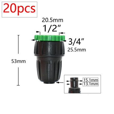 20db 16 mm-es PE cső vízcsatlakozók 1/2 - 3/8'' 1/4'' 1/8'' 6,0 mm csőcsökkentett csatlakozó adapter kerti öntözőszerelvények