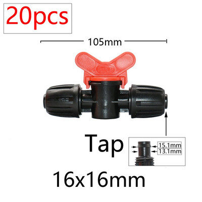 20db 16 mm-es PE cső vízcsatlakozók 1/2 - 3/8'' 1/4'' 1/8'' 6,0 mm csőcsökkentett csatlakozó adapter kerti öntözőszerelvények