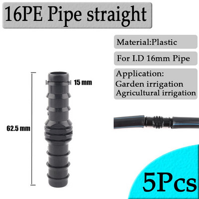 5 buc. 16 până la 20 25 mm conectori pentru țevi PE furtun de udare grădină conector drept fitinguri pentru irigare agricolă adaptor reductor