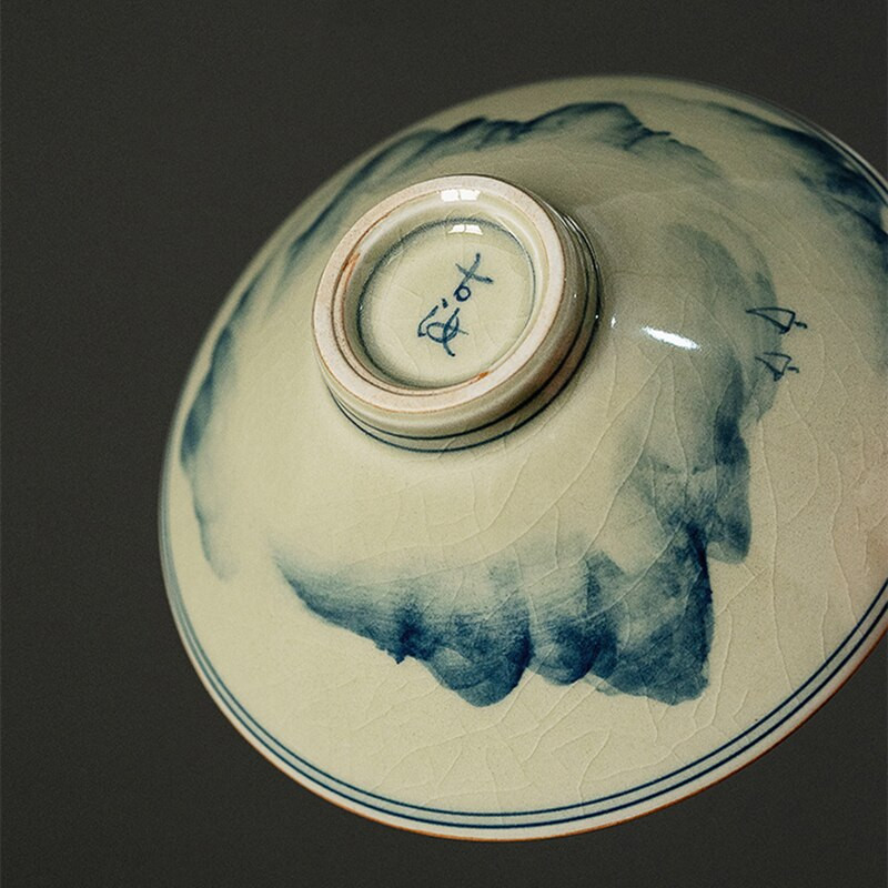 Ceași de ceramică chinezească pictate manual peisaj Set de ceai cu deschidere din ceramică Bol de ceai Kung Fu pentru ceremonia ceaiului ceașcă de ceai