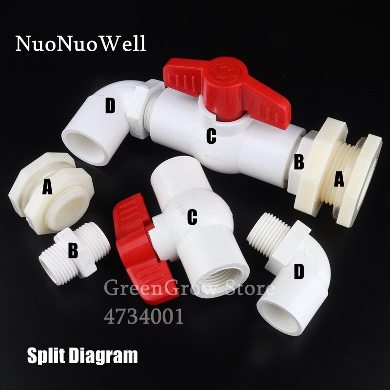 1 db 20 25 32mm 1/2"~1" PVC víztartály csatlakozók Akváriumi akvárium vízelvezető szívó/leeresztő kompozit ízület ABS csatlakozó barkácsszerszám