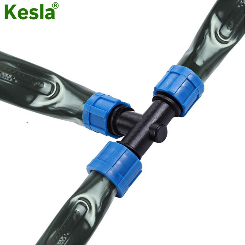 10 DB üvegházhatású csepegtető szalag öntözéshez 16 mm-es tömlőjavítás 5/8'' csatlakozók Tee 3 irányú gyorscsatlakozós menetzár hosszabbító csukló