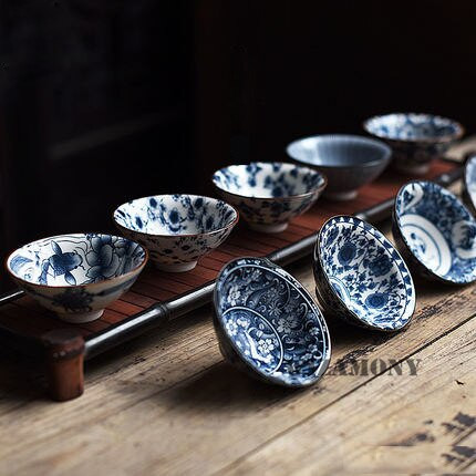 1 DB! WIZAMONY Bue and White Jingdezhen kínai porcelán csésze teástál teáscsésze Kungfu teáskészlet Kerámia virágos tea mesterkupa
