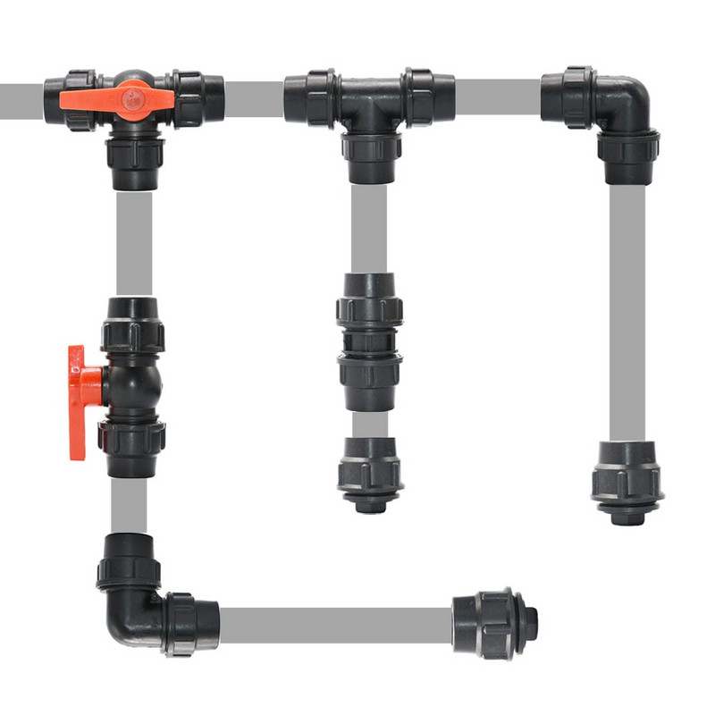 20/25/32/40/50/63mm PVC PE toru kraanivee jaoturi tee küünarnuki otsakork plastikust kiirklapp Aed Põllumajandus Kastmine