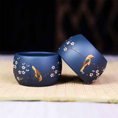 Yixing Purple Clay kézzel készített kung fu vizes csésze kreatív teáscsésze háztartási vízforraló nyers érc azúrkék sárral festett teáskanna ivóedény