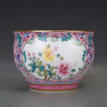 Συλλογή αντίκες πορσελάνης Qing Qianlong Flower Master Cup από πορσελάνινο σμάλτο Jingdezhen