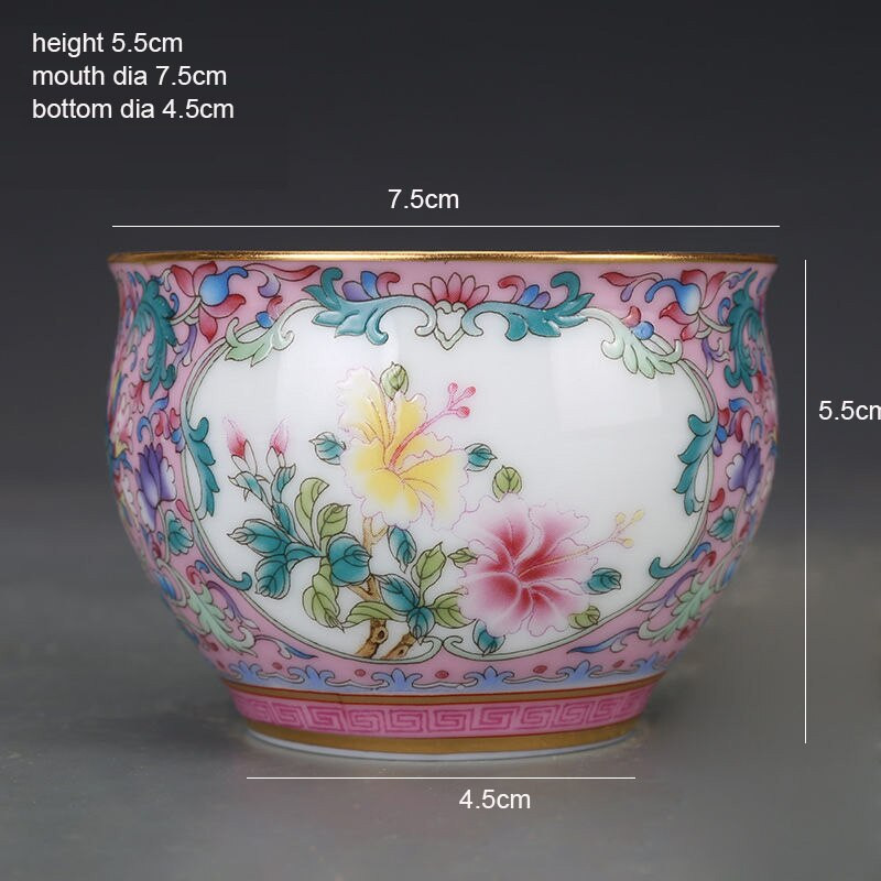 Qing Qianlong porcelánzománc Flower Master Cup Jingdezhen antik porcelán kollekció