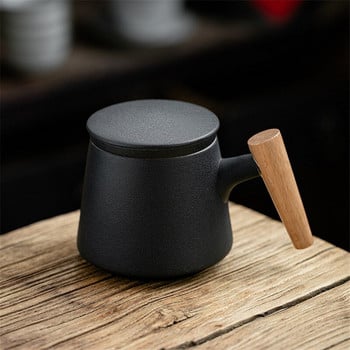 Creative Ceramic Simple Tea Infuser Cup με Φίλτρο Κάλυμμα Καπακιού Ξύλινη Λαβή Φλιτζάνι Γάλα Φλιτζάνι Χυμό Καφέ Ποτήρι Φλιτζάνι Νερού Ποτό