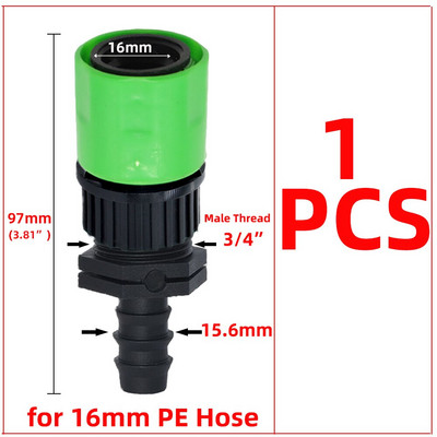 Conector rapid mamelon EURO USA 3/4 inch filetat tată 16 mm/20 mm Racord de furtun pentru fitinguri pentru țevi de grădină Sistem de irigare prin picurare