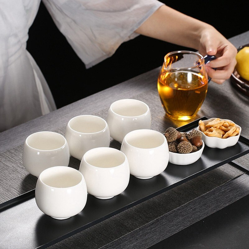 1db/3db Kínai kerámia teáscsésze fehér porcelán Kung Fu csészék Fazekas italáru Bor kávés bögre teáscsésze nagykereskedés