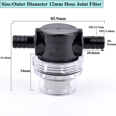 Filtru de udare a grădinii de 3/8 1/2 inch pentru irigare Filtru cu debit mare Conector de țeavă pentru acvariu Pompă de apă Filtru Furtun Racord Pagoda