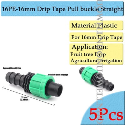5 buc/lot 16mm conectori de bandă de micro irigare prin picurare cu filet blocat supapă de închidere cot tee fitinguri agricole pentru irigare prin picurare