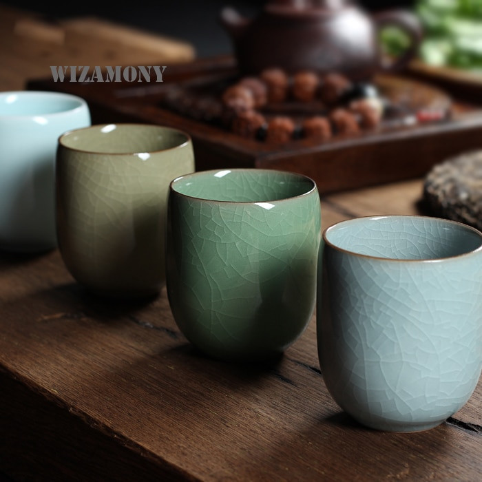 1 DB hat szín kínai Longquan Celadon porcelán Kung Fu kínai teáscsésze csészealj teástál 155 ml, kínai teáskanna kávéscsésze