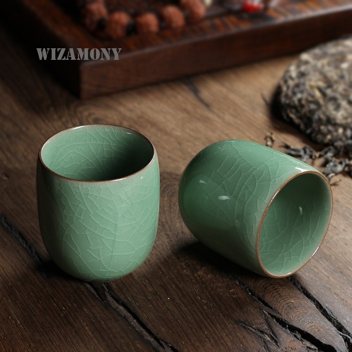1 DB hat szín kínai Longquan Celadon porcelán Kung Fu kínai teáscsésze csészealj teástál 155 ml, kínai teáskanna kávéscsésze
