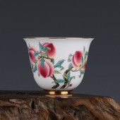 Qing Qianlong Longevity Barack mintás Illatos Master Cup Antik Jingdezhen Antik Tea Cup