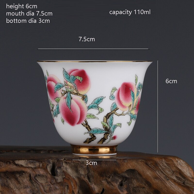 Qing Qianlong Longevity Barack mintás Illatos Master Cup Antik Jingdezhen Antik Tea Cup