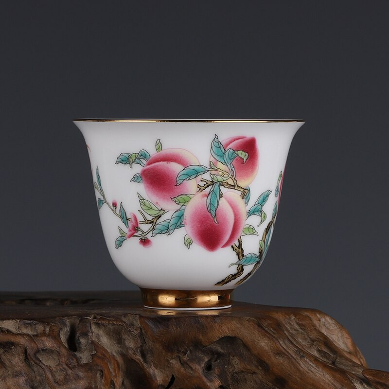 Qing Qianlong Longevity Barack mintás Illatos Master Cup Antik Jingdezhen Antik Tea Cup