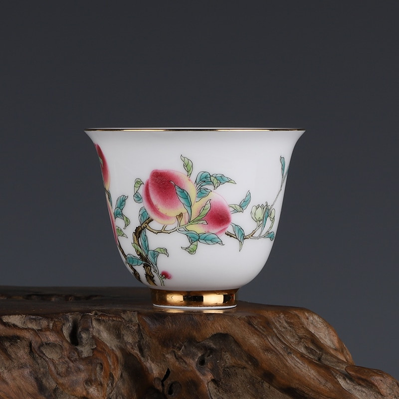 Qing Qianlong Longevity Barack mintás Illatos Master Cup Antik Jingdezhen Antik Tea Cup