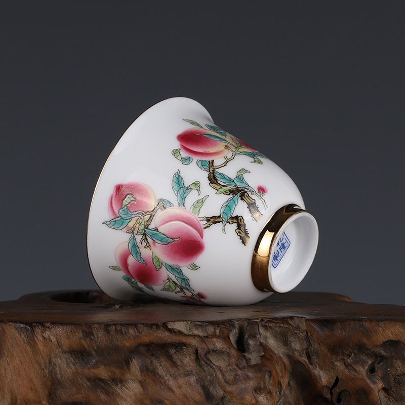 Qing Qianlong Longevity Barack mintás Illatos Master Cup Antik Jingdezhen Antik Tea Cup