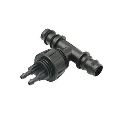 Csepegtető öntözés 16 mm 20 mm 25 mm-től 1/4-ig Tömlő szűkítő T-vízelosztó 1/2 3/4 1" - 1/4 tömlő 2 utas csepegtetők csatlakoztatásához 1db