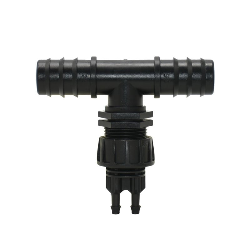 Csepegtető öntözés 16 mm 20 mm 25 mm-től 1/4-ig Tömlő szűkítő T-vízelosztó 1/2 3/4 1" - 1/4 tömlő 2 utas csepegtetők csatlakoztatásához 1db