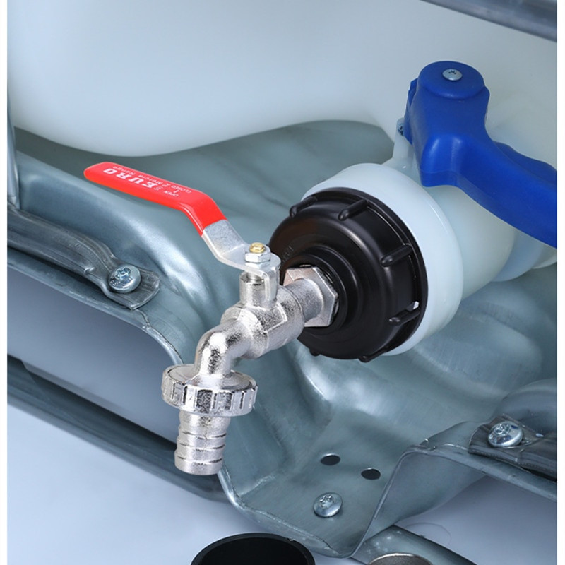 1 buc 1000L Adaptor pentru rezervor de apă S60 * 6 la 1/2'' 3/4'' Conector pentru furtun de grădină Grosește robinet de supapă de înlocuire a rezervorului IBC