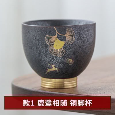 Stil japonez Elk Gingko Ceramică grosieră ceașcă de ceai ceașcă de ceai realizată manual ceai de uz casnic Kung Fu set de ceai ceașcă de ceai decorare pentru birou