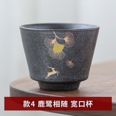 Stil japonez Elk Gingko Ceramică grosieră ceașcă de ceai ceașcă de ceai realizată manual ceai de uz casnic Kung Fu set de ceai ceașcă de ceai decorare pentru birou