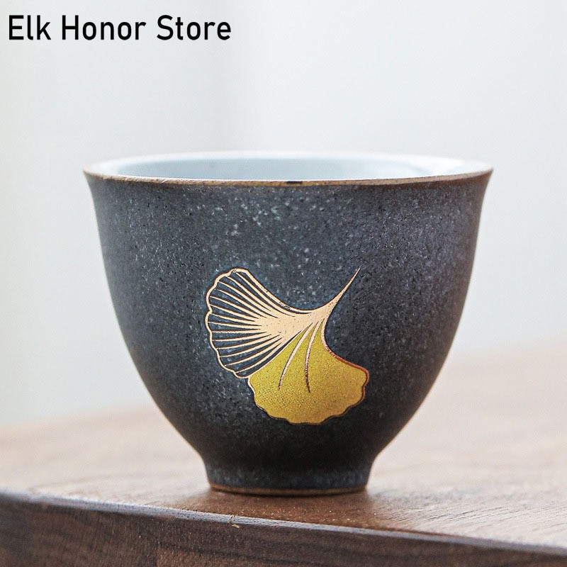 Stil japonez Elk Gingko Ceramică grosieră ceașcă de ceai ceașcă de ceai realizată manual ceai de uz casnic Kung Fu set de ceai ceașcă de ceai decorare pentru birou
