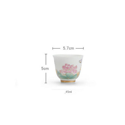 2db/tétel 45ml Kézzel festett Lotus Art kerámia teáscsésze Jingdezhen egypohár Kung Fu Tea Master Cup Háztartási vizes pohár ital