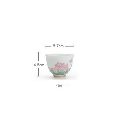 2db/tétel 45ml Kézzel festett Lotus Art kerámia teáscsésze Jingdezhen egypohár Kung Fu Tea Master Cup Háztartási vizes pohár ital