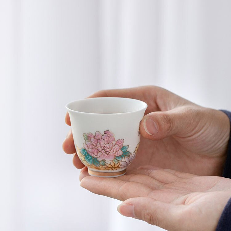 2db/tétel 45ml Kézzel festett Lotus Art kerámia teáscsésze Jingdezhen egypohár Kung Fu Tea Master Cup Háztartási vizes pohár ital