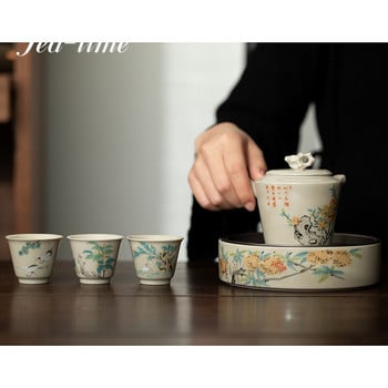 30ml Retro Plant Ash Tea Cup Creative Flower Single Cup Κεραμικό οικιακό φλιτζάνι τσαγιού Master Cup Μικρό σετ σκευών τσαγιού Kung Fu Ποτά