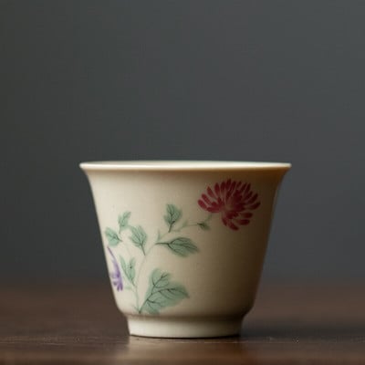 30 ml Retro Plant Ash Tea Cup Creative Flower egypohár kerámia háztartási teáscsésze Master Cup kis kung fu teás készlet Italkészlet