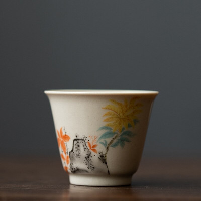 30 ml Retro Plant Ash Tea Cup Creative Flower egypohár kerámia háztartási teáscsésze Master Cup kis kung fu teás készlet Italkészlet