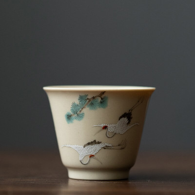 30 ml Retro Plant Ash Tea Cup Creative Flower egypohár kerámia háztartási teáscsésze Master Cup kis kung fu teás készlet Italkészlet