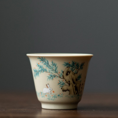 30 ml Retro Plant Ash Tea Cup Creative Flower egypohár kerámia háztartási teáscsésze Master Cup kis kung fu teás készlet Italkészlet