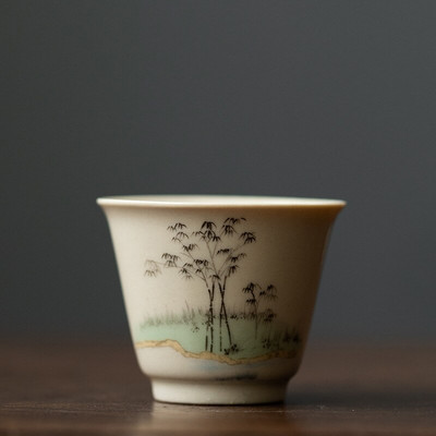 30 ml Retro Plant Ash Tea Cup Creative Flower egypohár kerámia háztartási teáscsésze Master Cup kis kung fu teás készlet Italkészlet