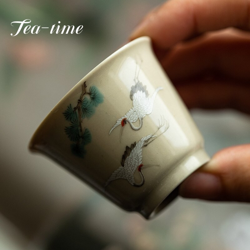 30 ml Retro Plant Ash Tea Cup Creative Flower egypohár kerámia háztartási teáscsésze Master Cup kis kung fu teás készlet Italkészlet