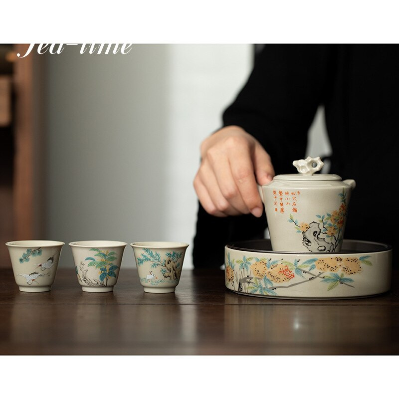 30 ml Retro Plant Ash Tea Cup Creative Flower egypohár kerámia háztartási teáscsésze Master Cup kis kung fu teás készlet Italkészlet