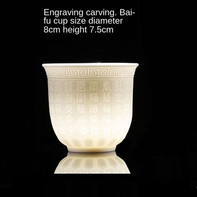 Arbatos rinkinys avienos riebalų nefrito arbatos puodelis Kung Fu arbatos puodelis Heart Sutra pagrindinis puodelis baltas porcelianinis keramikinis puodelis vieno puodelio arbatos dubenėlis dovanų puodelis