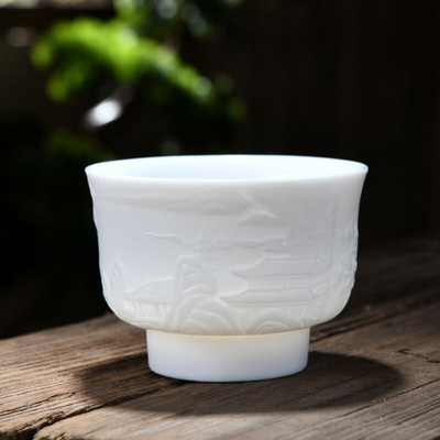 Arbatos rinkinys avienos riebalų nefrito arbatos puodelis Kung Fu arbatos puodelis Heart Sutra pagrindinis puodelis baltas porcelianinis keramikinis puodelis vieno puodelio arbatos dubenėlis dovanų puodelis
