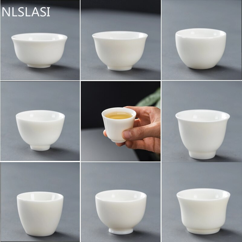 Dehua fehér porcelán teáscsésze Kínai, kézzel készített kerámia teáskészlet teáscsésze Mester csésze teástál ivóedény Hordozható személyes csésze
