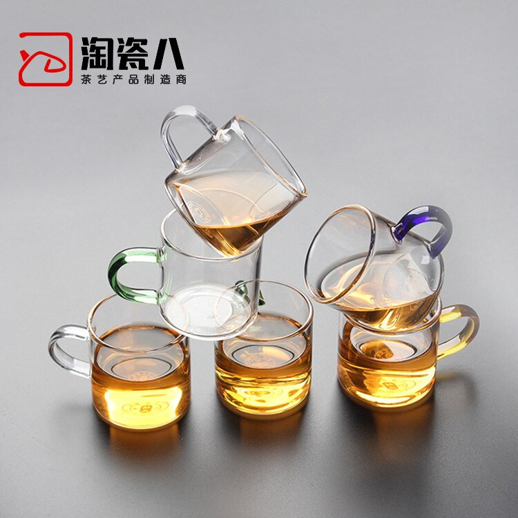 6 vnt Borosilikatinio stiklo arbatos puodelis permatomas Kung Fu arbatos puodelis Stiklinis arbatos degustacijos puodelis Mažos rankenos puodelis Tiesus dubenėlio puodelis