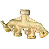 Adaptor pentru furtun de grădină din alamă solidă de 3/4 inch Conectori de robinet cu 4 căi Distribuitor Comutator Supapă Distribuitoare de apă pentru udare irigare