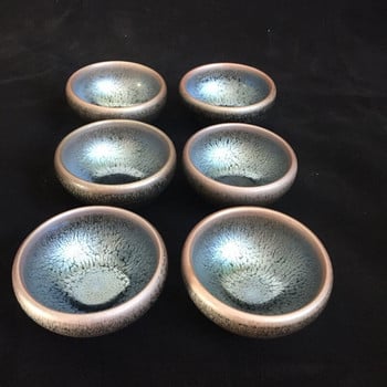 Jianzhan 6 τμχ Μικρό φλιτζάνι Tenmokus Yuteki Natural Glaze China Song Dynasty Craft Πορσελάνινο μπολ τσαγιού άυλη πολιτιστική κληρονομιά