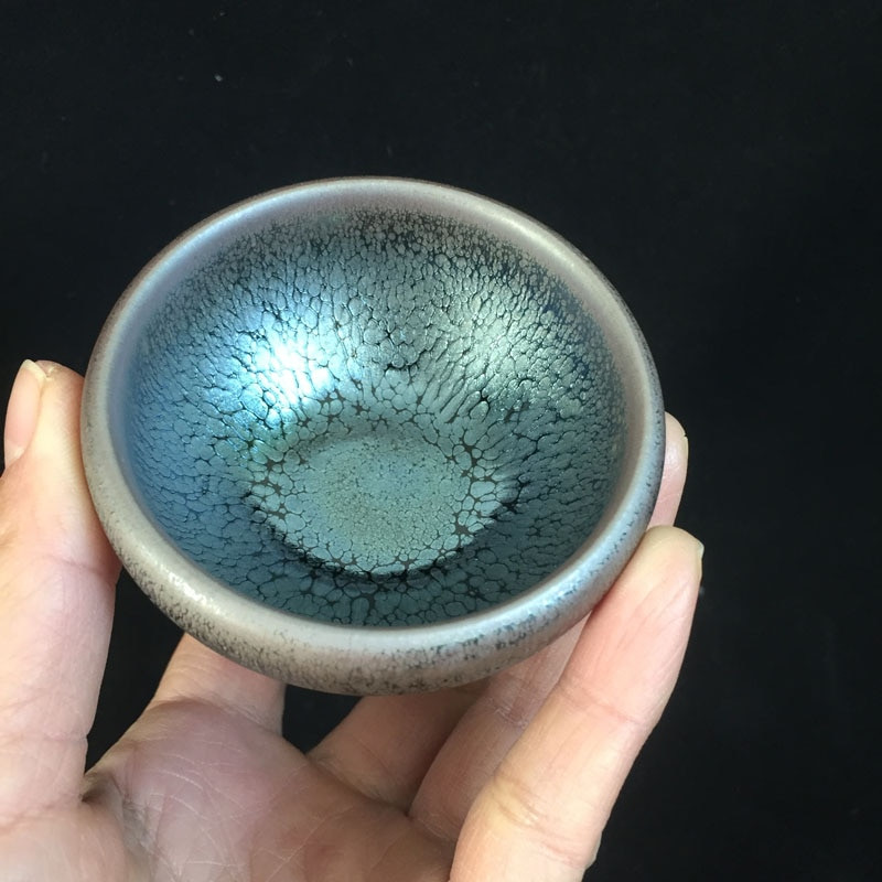 Jianzhan 6db kis Tenmokus csésze Yuteki természetes máz Kína Song-dinasztia kézműves porcelán teástál immateriális kulturális örökség