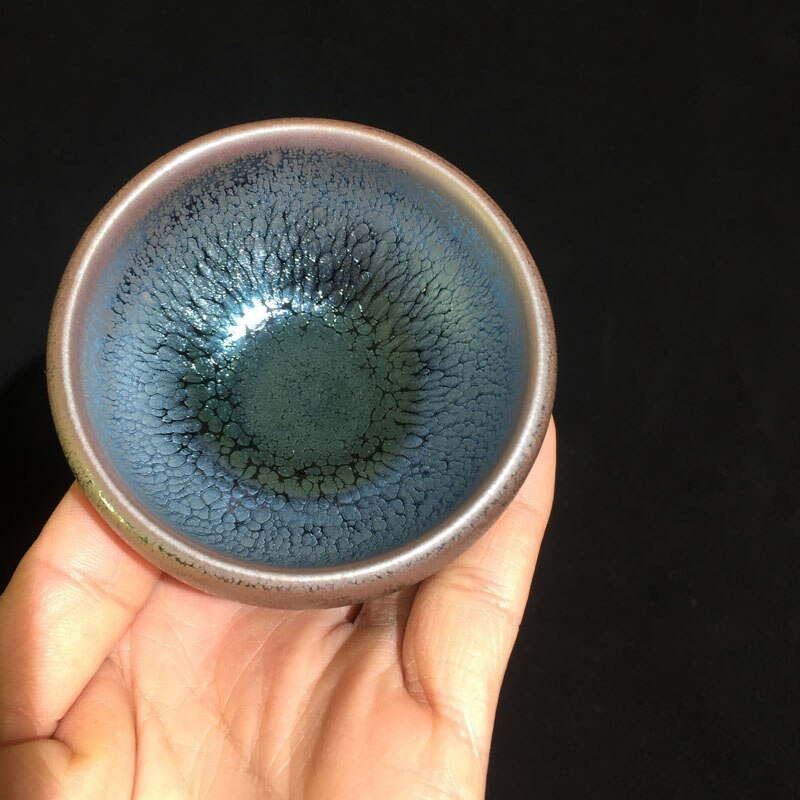 Jianzhan 6db kis Tenmokus csésze Yuteki természetes máz Kína Song-dinasztia kézműves porcelán teástál immateriális kulturális örökség