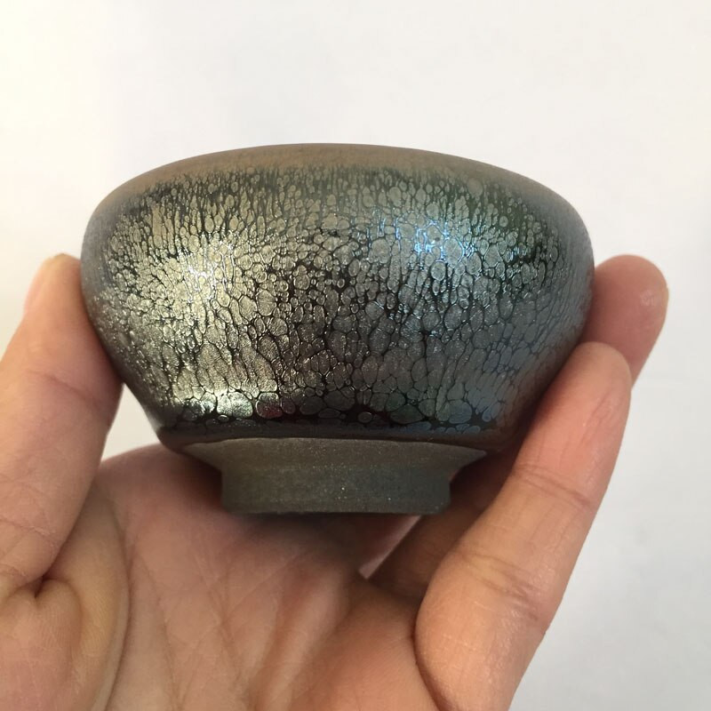 Jianzhan 6db kis Tenmokus csésze Yuteki természetes máz Kína Song-dinasztia kézműves porcelán teástál immateriális kulturális örökség
